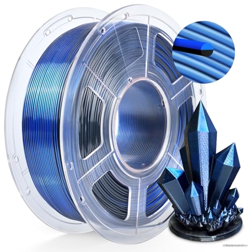 TECBEARS Silk PLA Filament 1.75MM, Dual Color PLA+ Silk Filament 1 kg/Spule, 360° Farbwechsel 3D Drucker Filament, Maßgenauigkeit +/-0.02mm, Seidentexturen Prächtige Farbe Schwarz+Blau TECBEARS Silk PLA Filament 1.75MM, Dual Color PLA+ Silk Filament 1 kg/Spule, 360° Farbwechsel 3D Drucker Filament, Maßgenauigkeit +/-0.02mm, Seidentexturen Prächtige Farbe Schwarz+Blau von TECBEARS