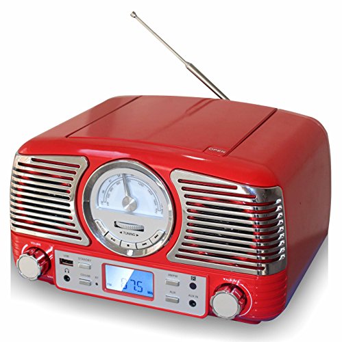TechPlay QT62BT Stereo-CD, Lautsprecher Boxen Bluetooth, Musikanlage, Retro-Design, mit AM/FM-Drehknopf, kabelloser Bluetooth-Empfang und USB-Port, mit AUX-Eingang und Kopfhöreranschluss rot TechPlay QT62BT Stereo-CD, Lautsprecher Boxen Bluetooth, Musikanlage, Retro-Design, mit AM/FM-Drehknopf, kabelloser Bluetooth-Empfang und USB-Port, mit AUX-Eingang und Kopfhöreranschluss rot von TECH-PLAY