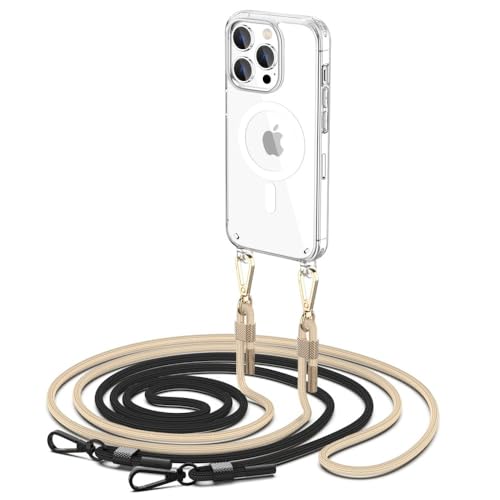 TECH PROTECT Flexair Chain Mag Case - Hülle mit Band, Magnetische Handyhülle für zum Umhängen, Silikon Case mit Schnur | Kompatibel mit Apple iPhone 15 Pro Max | Schwarz/Beige TECH PROTECT Flexair Chain Mag Case - Hülle mit Band, Magnetische Handyhülle für zum Umhängen, Silikon Case mit Schnur | Kompatibel mit Apple iPhone 15 Pro Max | Schwarz/Beige von TECH PROTECT