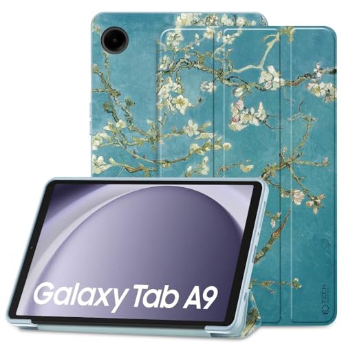 TECH PROTECT SmartCase - Klapphülle, Schutzhülle mit Standfunktion, Magnetische Hülle | Kompatibel mit Samsung Galaxy Tab A9 8.7 X110 / X115 | Weiße Blumen von TECH PROTECT