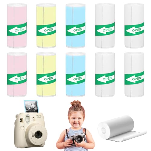 10* Thermopapier für Kinder Thermopapier Selbstklebend Mini Drucker Papier Mini Thermal Pinter Papier mini Fotodrucker Etiketten, für Fotos, Aufgabenliste, Notizen, (color-10)-57 * 25mm von TECHEEL