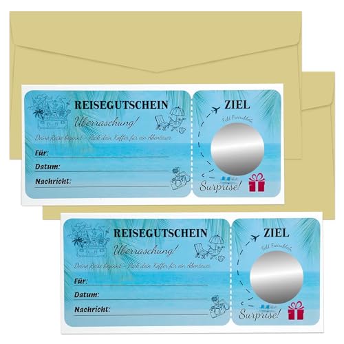 TECHEEL Reisegutschein Karte, 2 Stück Mit Rubbelaufkleber Reisegutschein Geschenk Verpackung Flugticket Geschenk Perfektes Reise Geschenk Für Freundin, Freund Oder Familie (C) von TECHEEL