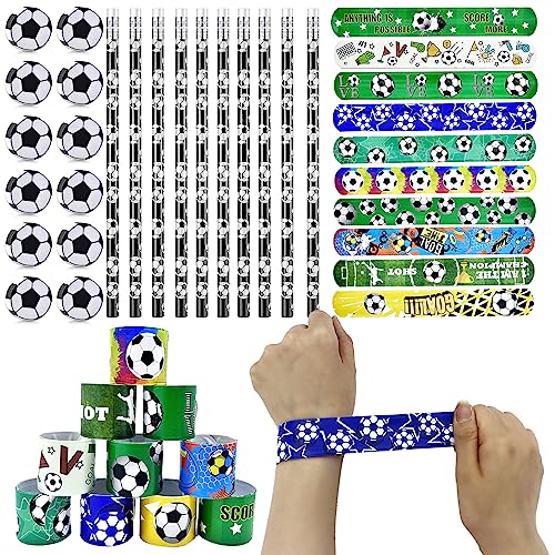 TECHEEL10*Fußball Bleistifte 10*Kunststoff Fußball Radiergummi&10*Fußball Slap Bracelet Bleistift mit Radiergummi Kinder für Schule Büro Party Mitgebsel von TECHEEL