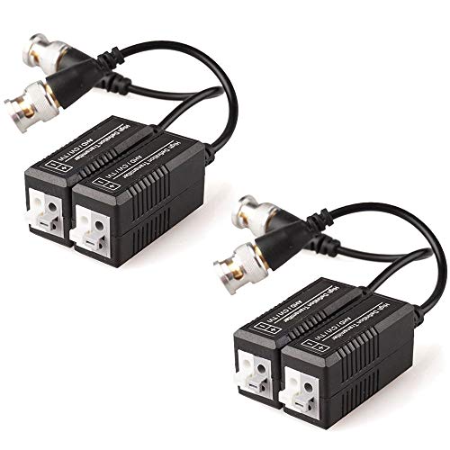 4 x CCTV passiver Video-Balun BNC-Stecker-Adapter, Transmitter & Transceiver, BNC-Stecker auf einfaches Drücken UTP CAT5/5e/6/6e Kabel für CCTV DVR Kamerasystem (2 Paar) von TECHGEAR