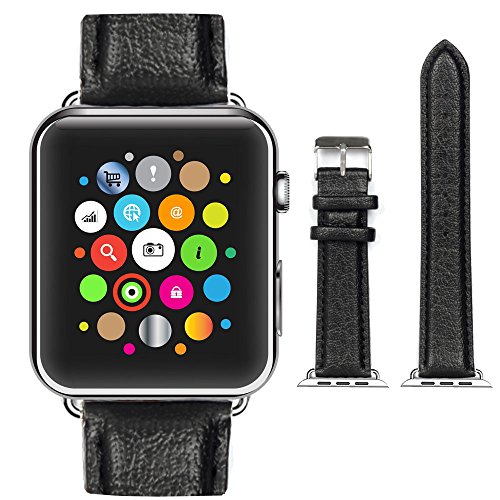 Apple Watch Band, Techgear® Echt Leder Gurt mit Adapter – Gepolsterte Leder für alle Modelle von Apple iWatch von TECHGEAR