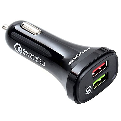 TECHGEAR Quick Charge 3.0 Auto-Ladegerät, 30 W, Dual-USB-Port, Smart Charging für iPad, iPhone, LG, HTC, Huawei, Sony, Samsung, Nexus, BlackBerry und mehr (12 V/24 V) von TECHGEAR