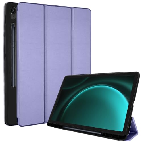 TECHGEAR, Smart Case für Samsung Galaxy Tab S9 FE 10,9 Zoll (SM-X510/X516), PU-Leder, schlankes Smart Case mit Standfunktion, Schutzhülle [Auto Wake/Sleep], weiches TPU und S-Pen-Halter – Lavendel von TECHGEAR