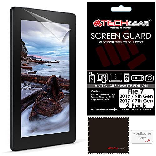 TECHGEAR (2 Stück Matte Displayschutzfolien für Fire 7 Tablet mit Alexa (2019 9. Gen / 2017 7. Gen) - Matte Blendschutz Schutzfolie für Amazon Fire 7 2019 & Fire 7 2017 von TECHGEAR