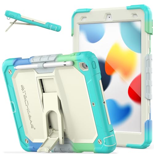 "TECHGEAR „ArmourSHIELD Hülle für Apple iPad 10.2“ 2021/2020/2019 [9./8./7. Generation] Robuste, stoßfeste Ganzkörperhülle mit Ständer, Displayschutzfolie und Stifthalter, Arbeitshülle für Kinder, S von TECHGEAR