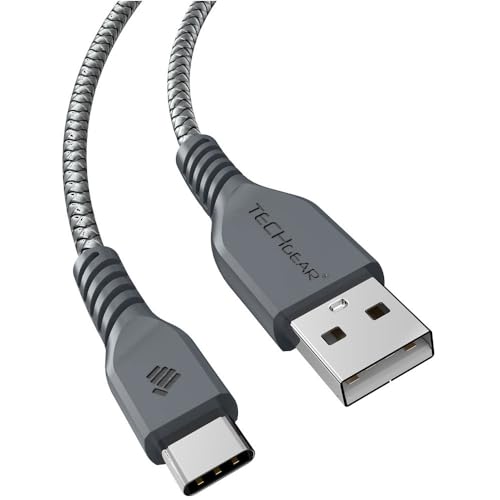 TECHGEAR 1M USB C Kabel USB Typ C Nylon geflochtene Schnur Ladekabel und Synchronisation Kabel für iPad Air 4 10.9" iPad Pro 12.9" und iPad Pro 11" 2021, 2020, 2018 und mehr - 1 Meter Silber von TECHGEAR