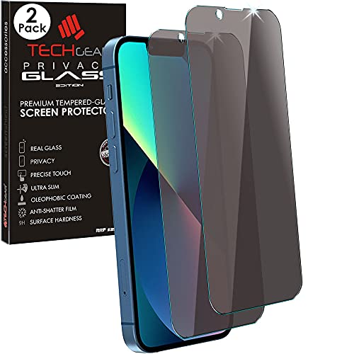 TECHGEAR 2 Stück Antispy Glas Folie für iPhone 14 Sichtschutz - Schutzfolie Privacy Privatsphäre Glas Edition Displayschutzfolie aus gehärtetem Glas Kompatibel mit iPhone 14 (6,1") von TECHGEAR