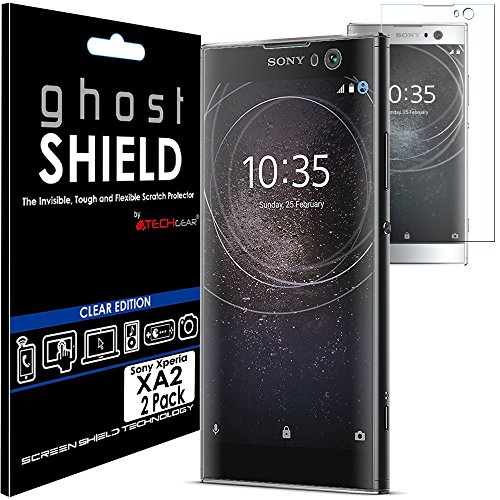 TECHGEAR [2 Stück Displayschutz Kompatibel mit Sony Xperia XA2 - [ghostshield] Genuine verstärkte TPU Displayschutzfolie Guard mit Gesamte Bildschirm Deckung inkl. Gebogener Bereich von TECHGEAR