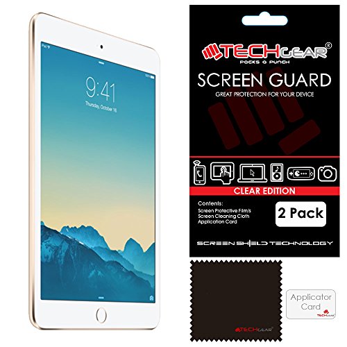 TECHGEAR [2 Stück Displayschutz für iPad Mini 3 / Mini 2 / Mini 1 - Ultra Klare Schutzfolie für iPad Mini 1st, 2nd & 3rd Gen. mit Reinigungstuch + Applikationskarte von TECHGEAR