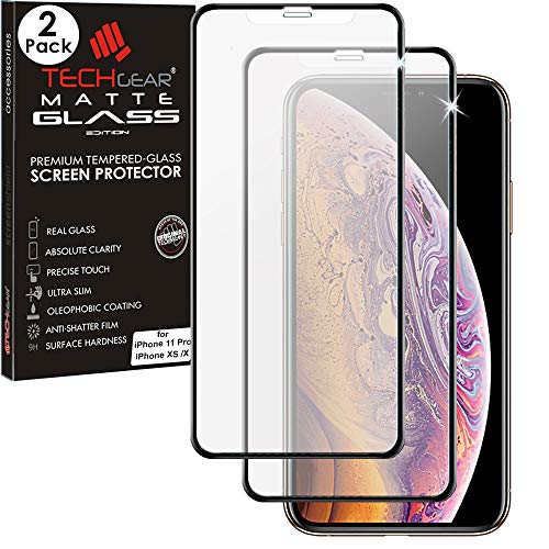 TECHGEAR 2 Stück Matt Glas Schutzfolie kompatibel mit iPhone 11 Pro, iPhone XS, X - Blendschutz Anti Glare 3D Glas Schutzfolie Auflage Full screen [Vollbildschirm] Matte Glas Schutzfolie von TECHGEAR