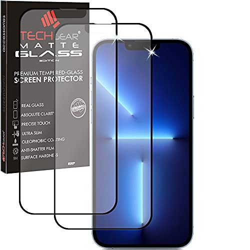 TECHGEAR 2 Stück Matt Schutzfolie Glas kompatibel mit iPhone 13 Mini - Blendschutz Anti Glare 3D Schutzfolie Glas Auflage Full Screen [Vollbildschirm] Matte Schutzfolie Glas von TECHGEAR