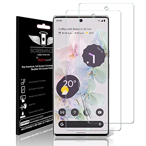 TECHGEAR [2 Stück Schutzfolie für Google Pixel 6 Pro [Screen Angel] [Full Screen Coverage] verstärkte TPU Displayschutz folie mit Gesamte Bildschirm Deckung inkl. Gebogener Bereich von TECHGEAR