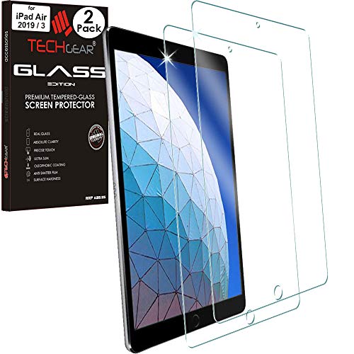 TECHGEAR 2 Stück Schutzfolie kompatibel mit Neu iPad Air 10,5 Zoll [iPad Air 2019] - Schutzfolie Glas Anti-Kratzer Schutzabdeckung kompatibel mit iPad Air 3 2019 [10.5-Inch] von TECHGEAR