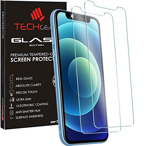 TECHGEAR 2 Stück Schutzfolie kompatibel mit iPhone 12, iPhone 12 Pro - Displayschutzfolie aus gehärtetem Glas [9H Härte] [Crystal Clarity] [Kratzfest] [Nein-Bläschen] kompatible mit iPhone 12/12 Pro von TECHGEAR