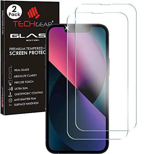 TECHGEAR 2 Stück Schutzfolie kompatibel mit iPhone 16e, iPhone 14, iPhone 13/13 Pro - Displayschutzfolie aus gehärtetem Glas [9H Härte] [Crystal Clarity] [Kratzfest] [Nein-Bläschen] von TECHGEAR