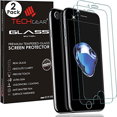 TECHGEAR [2 Stück Schutzfolie kompatibel mit iPhone SE 2020 (4.7 zoll) iPhone 8, iPhone 7, iPhone 6s, 6 - Schutzfolie folie Glas Anti-Kratzer Schutzabdeckung von TECHGEAR