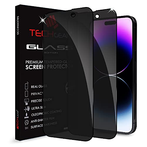 TECHGEAR 2 Stück Sichtschutz Glas für iPhone 14 Pro, Schutzfolie Full Coverage Privacy 3D Touch mit Vollständige Abdeckung Antispy Glas Folie Kompatibel mit iPhone 14 Pro von TECHGEAR