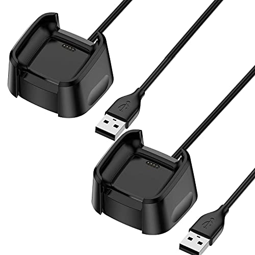 TECHGEAR 2 Stück USB Ladekabel Kompatibel mit Fitbit Versa 2 / Fitbit Versa 2 SE - USB Lade Kabel Power Cradle Dock Station Kompatibel mit Fitbit Versa 2 / Versa 2 SE SmartWatch von TECHGEAR