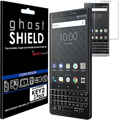 TECHGEAR [3 Stück Displayschutz Kompatibel mit BlackBerry Key2 - [ghostshield] Genuine verstärkte TPU Displayschutzfolie Guard mit Gesamte Bildschirm Deckung inkl. Gebogener Bereich von TECHGEAR