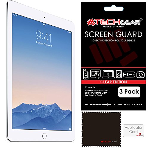 TECHGEAR [3 Stück Displayschutz für iPad Pro 12,9 (12,9 zoll) - Ultra Klare Schutzfolie für iPad Pro 12,9 2017/2015 (5. & 7. Gen.) mit Reinigungstuch + Applikationskarte von TECHGEAR
