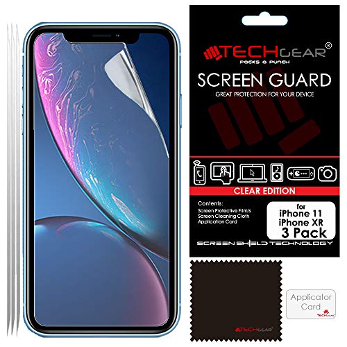 TECHGEAR [3 Stück Displayschutz für iPhone XR - Ultra Klare Schutzfolie für iPhone XR (6.1 Zoll) - mit Reinigungstuch + Applikationskarte von TECHGEAR