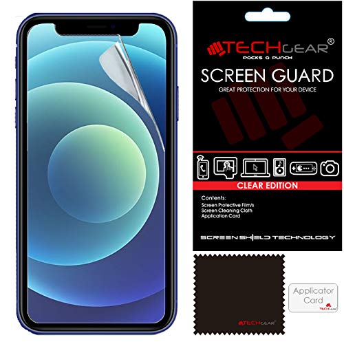 TECHGEAR [3 Stück] Displayschutzfolie für iPhone 12, iPhone 12 Pro - Ultra Klare Schutzfolie Displayschutz mit Reinigungstuch + Applikationskarte kompatibel mit iPhone 12/12 Pro von TECHGEAR