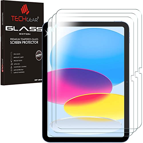 TECHGEAR 3 Stück Glas iPad 10 2022 (10,9 Zoll) Displayschutzfolie aus gehärtetem Glas schutzfolie [9H Härte] [Crystal Clarity] kompatible mit Apple iPad 10. Generation 2022 10.9 Neuste Modell Folie von TECHGEAR