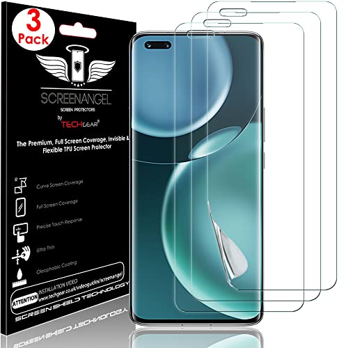 TECHGEAR [3 Stück Schutzfolie für Honor Magic 4 Pro 5G [Screen Angel] [Full Screen Coverage] verstärkte TPU Displayschutz folie mit Gesamte Bildschirm Deckung inkl. Gebogener Bereich von TECHGEAR