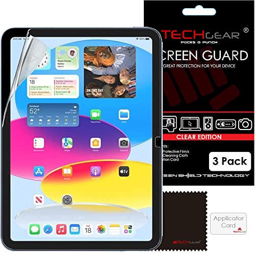 TECHGEAR [3 Stück Schutzfolie für iPad 10 2022 (10,9 Zoll) Ultra Klare Display Folie Kompatibel mit Neu iPad 10. Generation 2022 10.9 Zoll von TECHGEAR