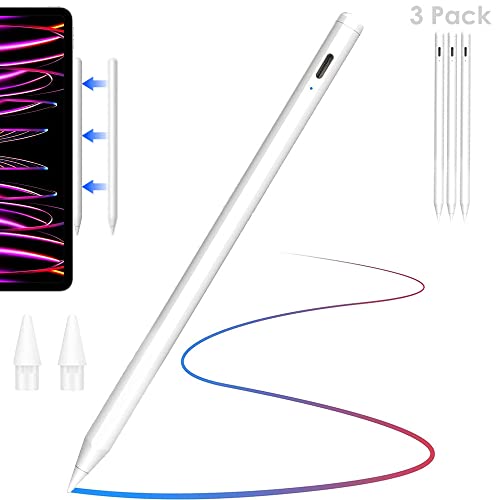 TECHGEAR 3 stück Stylus Pen für iPads 2018–2023, iPad Stift mit Palm-Ablehnung, Neigungsempfindlichkeit, Magnetischer Befestigung Pencil für iPad 7/8/9 Gen iPad Pro 12.9/11 iPad Air 4/5 iPad Mini 5/6 von TECHGEAR