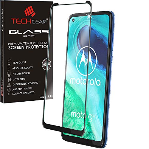 TECHGEAR 3D Schutzfolie kompatibel mit Motorola Moto G8 [Vollständige Abdeckung] Full Screen Deckung gehärtetem Glas Displayschutzfolie Schutzfolie für Moto G8 von TECHGEAR
