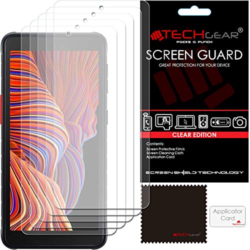 TECHGEAR [5 Stück Schutzfolie für Galaxy XCover 5, Ultra Klare Schutz folie kompatibel mit Samsung Galaxy XCover 5 - mit Reinigungstuch + Applikationskarte von TECHGEAR