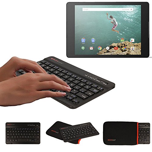 TECHGEAR Active Strike (M) Slim Line Bluetooth Wireless UK Tastatur mit Tragetasche für HTC Google Nexus 9 Tablet – Schwarz von TECHGEAR