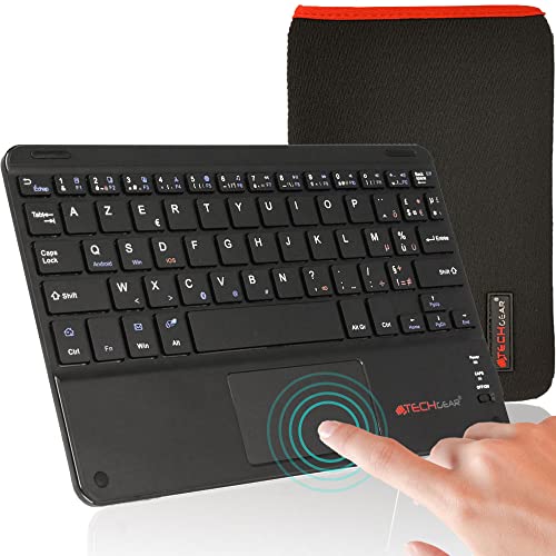 TECHGEAR Active Strike Pro Wireless Bluetooth AZERTY-Tastatur mit integriertem Touchpad, kompatibel mit Samsung Tab S6 Lite 10.4, Tab S2 Tab S3 9.7, Tab S4 Tab S5e Tab S6 10.5 (+ Tastaturabdeckung) von TECHGEAR