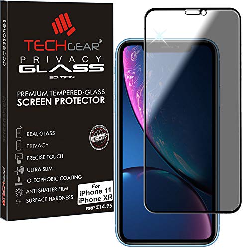 TECHGEAR Antispy Privatsphäre Schutzfolie kompatibel mit iPhone 11, iPhone XR - Full Coverage-PRIVACY 3D-Touch Privatsphäre mit Vollständige Abdeckung von TECHGEAR