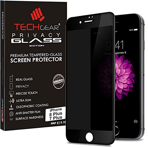 TECHGEAR Antispy Privatsphäre Schutzfolie kompatibel mit iPhone 8 Plus iPhone 7 Plus - Full Coverage-PRIVACY 3D-Touch Privatsphäre mit Vollständige Abdeckung von TECHGEAR