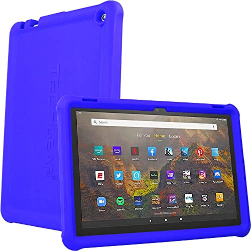 TECHGEAR Bumper Schutzhülle für Neue Amazon Fire HD 10 / HD 10 Plus (2023/2021, 11. 13. Generation) [Kinderfreundlich] Silikon Soft Shell Anti-Rutsch Stoßfest hülle + Displayschutzfolie - BLAU von TECHGEAR