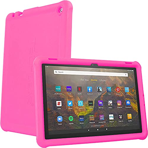 TECHGEAR Bumper Schutzhülle für Neue Amazon Fire HD 10 / HD 10 Plus (2023/2021, 11. 13. Generation) [Kinderfreundlich] Silikon Soft Shell Anti-Rutsch Stoßfest hülle + Displayschutzfolie - ROSA von TECHGEAR