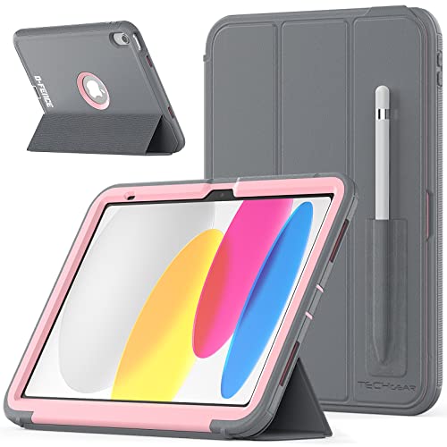 TECHGEAR D-Fence Hülle für Apple iPad 11. / 10. Generation, iPad (A16) 11 2025/10,9 Zoll 2022, stoßfeste, robuste Schutzhülle mit Ständer, für Schulen, Bauarbeiter, Arbeiter und Kinder, Rose von TECHGEAR