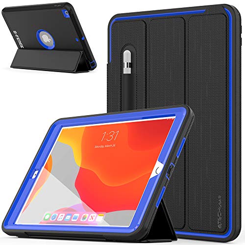 TECHGEAR D-Fence Schutzhülle Designed für iPad 10.2 2021/2020/2019 [9. 8. 7. Generation] Hülle, Schlagfester, Robuster Schutzanzug Rüstung Smart Fall, Kinder Schulen Builders Workman - Blau von TECHGEAR