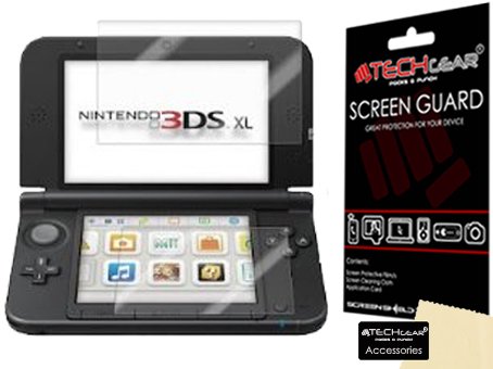 TECHGEAR Displayschutz für Nintendo 3DS XL 2014 - Ultra Klare Schutzfolie für Nintendo 3DS XL [Oben + Unten] - mit Reinigungstuch + Applikationskarte von TECHGEAR