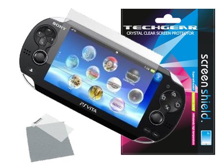 TECHGEAR Displayschutz für PlayStation PS VITA - Ultra Klare Schutzfolie für SONY PlayStation PS VITA - mit Reinigungstuch + Applikationskarte von TECHGEAR