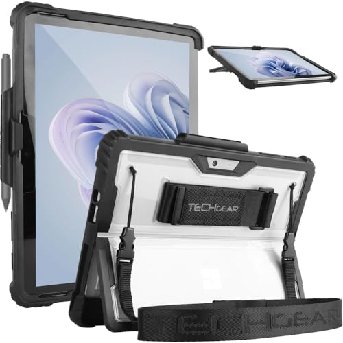 TECHGEAR DuraTUFF Hülle kompatibel mit Microsoft Surface GO 4, Go 3, Go 2 [Signature Keyboard kompatibel] Robuste, stoßfeste Schutzhülle mit Handschlaufe, Schultergurt, Ständer und Stifthalter von TECHGEAR