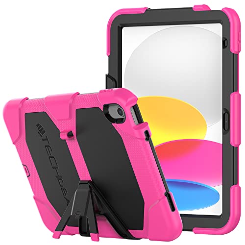 TECHGEAR G-Shock Hülle Kompatibel mit Apple iPad 10. 11. Generation, iPad 11 A16 2025/10,9 Zoll 2022, Robuste Schutzhülle Stoßfester, Eingebauter schutzfolie, Ständer, Schule, Kinder hülle -Rosa von TECHGEAR
