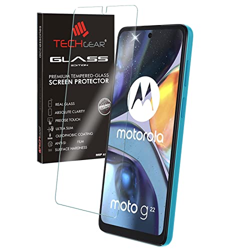 TECHGEAR GLAS kompatibel mit Motorola Moto G22 Displayschutzfolie aus gehärtetem Glas (2.5D Runde Kante) [9H Härte] [Crystal Clarity] [Kratzfest] [No-Bubbles] Moto G22 Schutzfolie von TECHGEAR