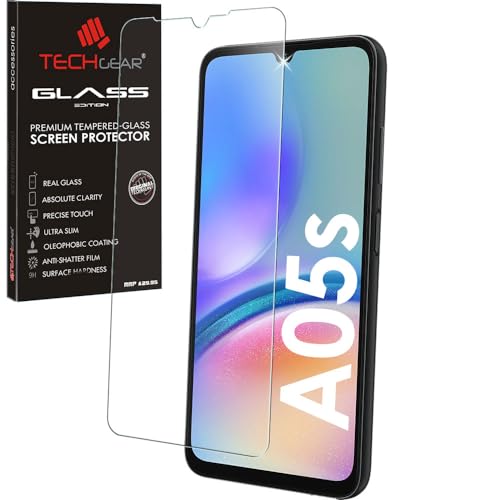 TECHGEAR GLASS Edition Kompatibel mit Samsung Galaxy A05s Panzerglas Schutzfolie Handy Abdeckung [2.5D Runde Kante] [9H Härte] [Kristallklarheit] [Kratzfest] [Keine Blasen] von TECHGEAR
